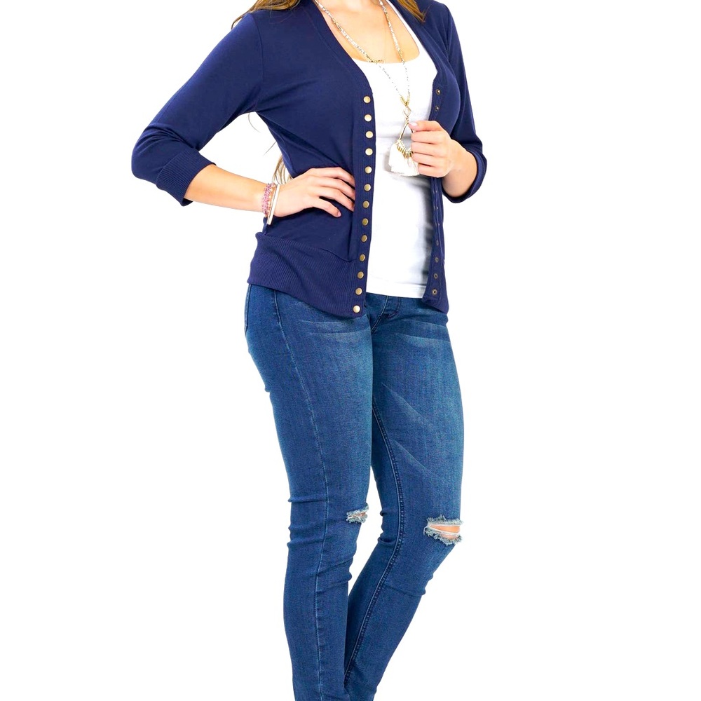 SNAP BUTTON SWEATER CARDIGAN